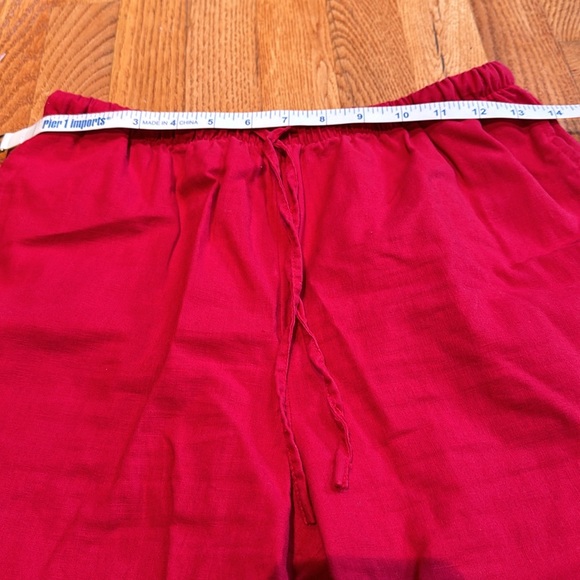 Liz Baker linen cotton blend shirt and pants set in red size medium petite - Picture 10 of 11
